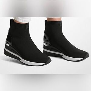 MICHAEL Michael Kors Women's Skyler Stretch-Knit Sock Wedge Sneaker Used, 5.5